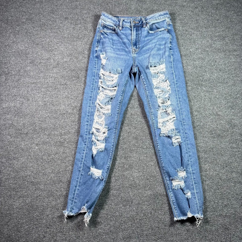 American Eagle Outfitters Skinny Jeans Women's 2 Blue Denim Distressed Stretch